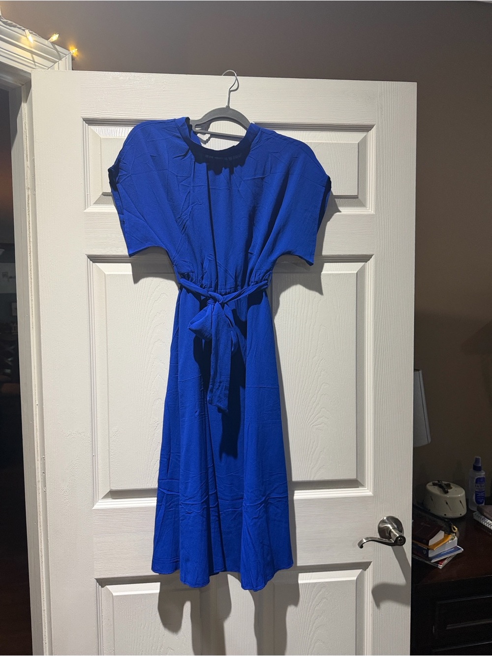 Tie-Waist Cobalt Blue Midi Dress
